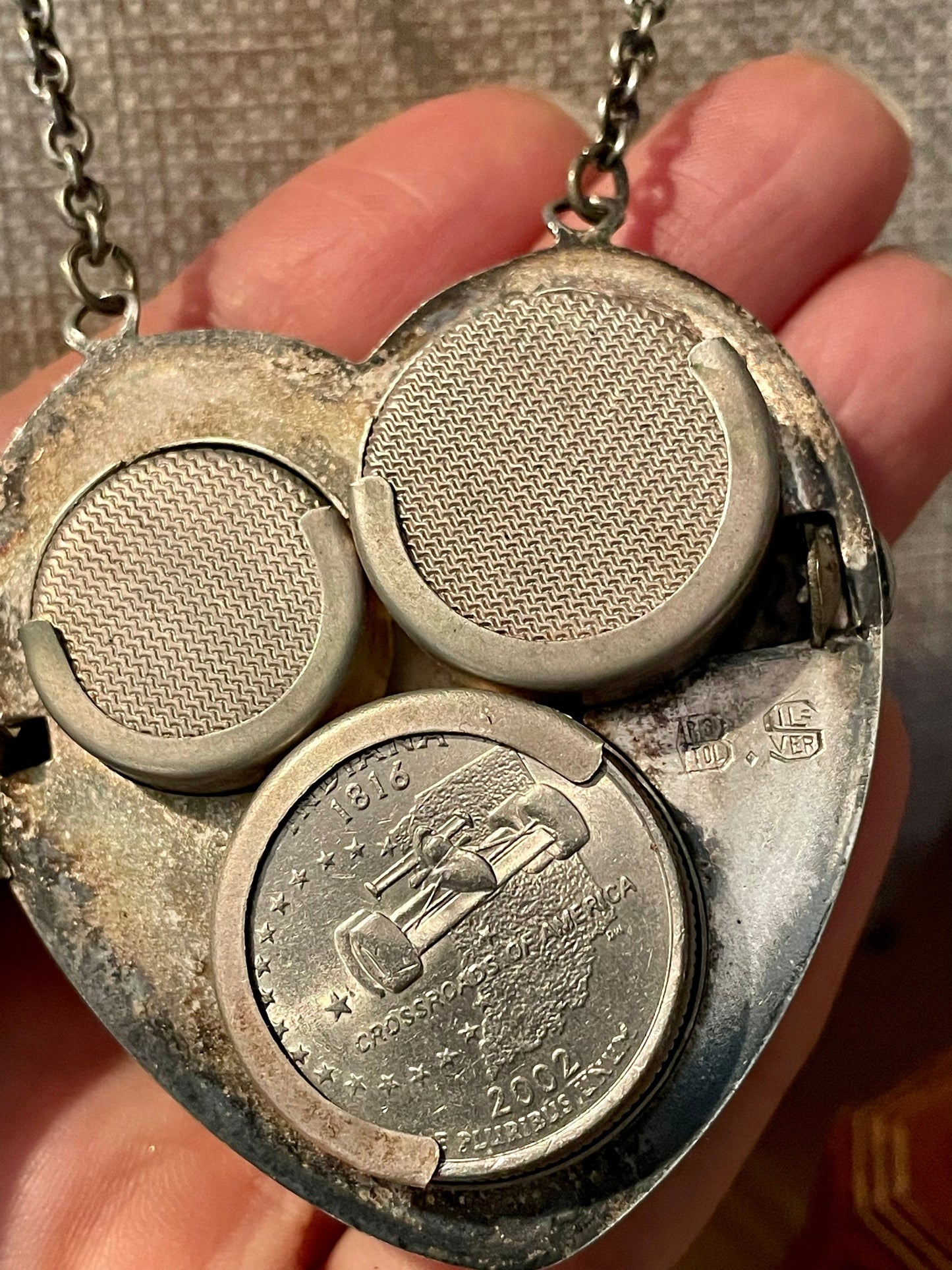 Bristol Silver Antique Huge Heart Coin Pendant on Original Chain