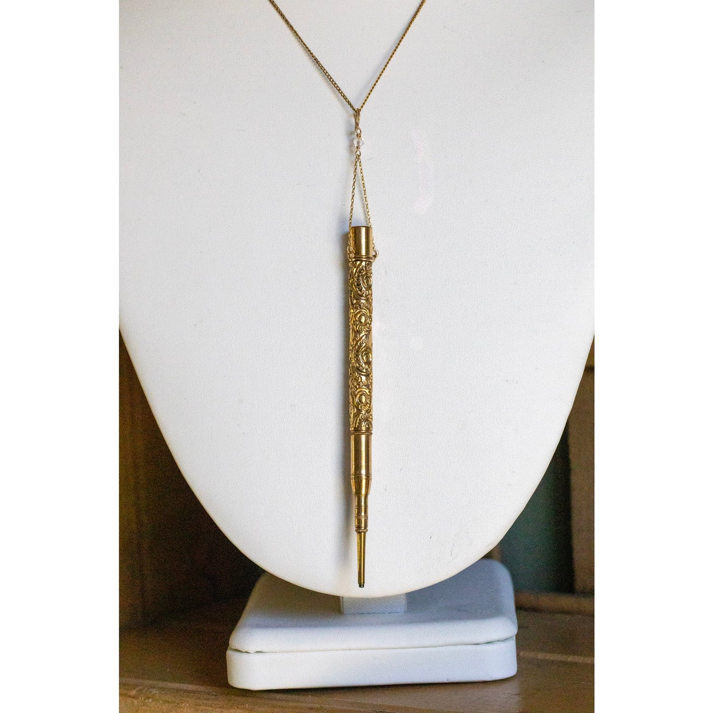 Antique c1900 Repousse Telescoping Pencil Pendant