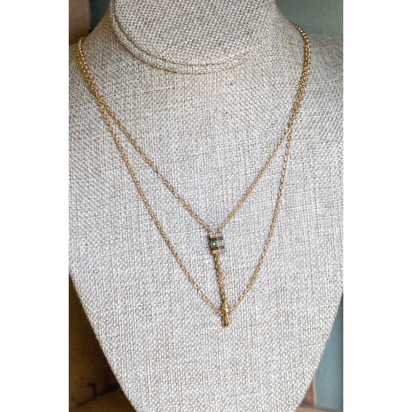 Antique c1890 Victorian Gold Filled Long Watch Chain with Slide and Dogclip