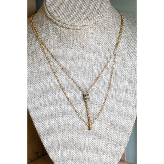 Antique c1890 Victorian Gold Filled Long Watch Chain with Slide and Dogclip
