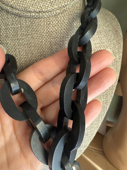 Antique Victorian Hand Carved Whitby Jet Huge Locket on Chain