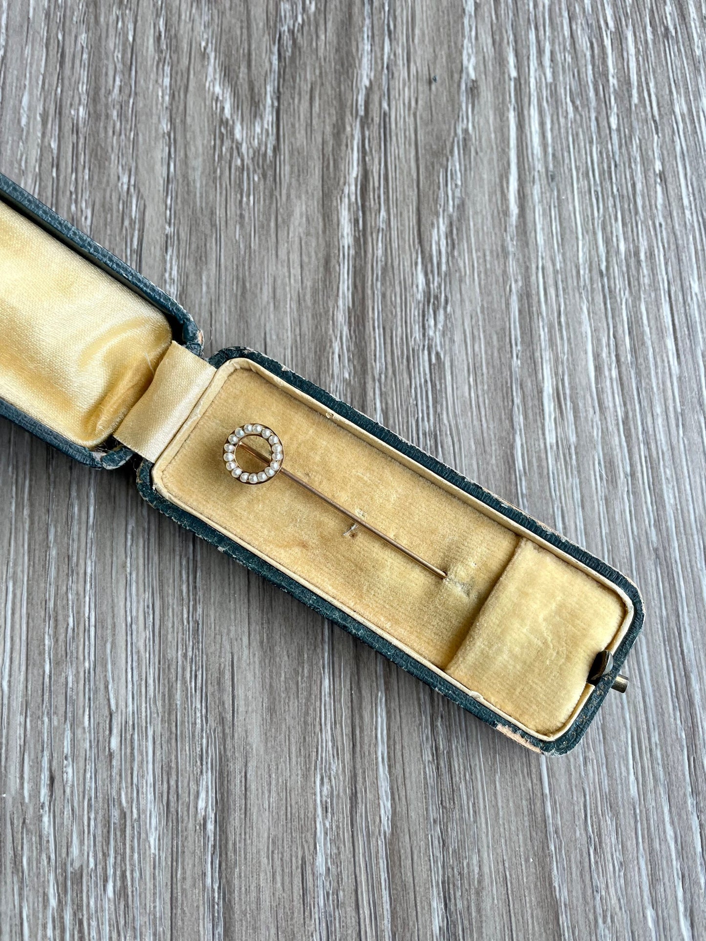 Art Nouveau 14K Seed Pearl Stick Pin