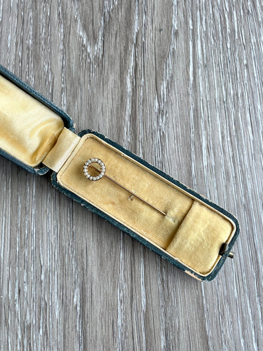 Art Nouveau 14K Seed Pearl Stick Pin