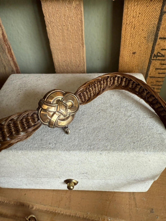 c1880 Victorian Gold Filled Woven Hair Watch Chain With Hook and Eye Closure
